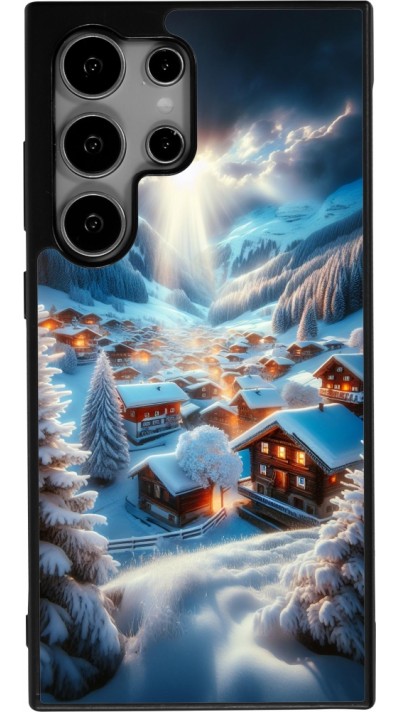 Coque Samsung Galaxy S24 Ultra - Silicone rigide noir Mont Neige Lumière