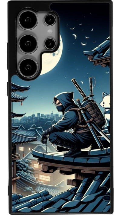 Coque Samsung Galaxy S24 Ultra - Silicone rigide noir Ninja sous la lune
