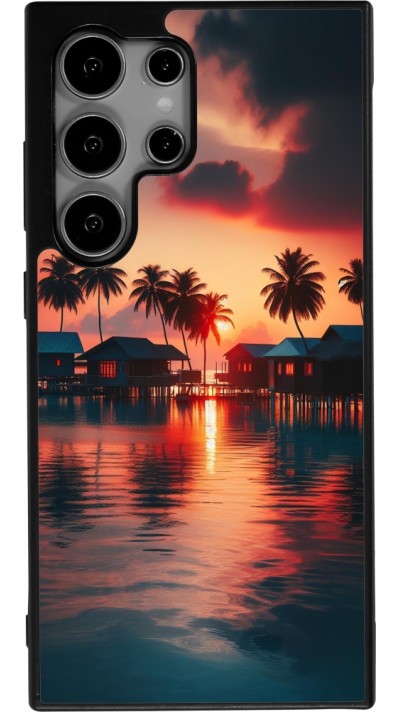 Coque Samsung Galaxy S24 Ultra - Silicone rigide noir Paradis Maldives