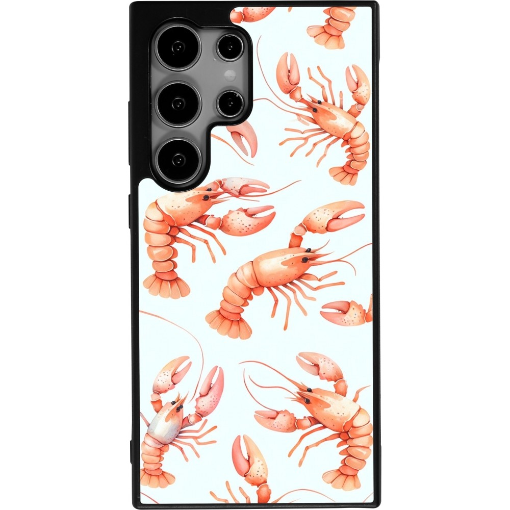 Coque Samsung Galaxy S24 Ultra - Silicone rigide noir Pattern de homards pastels