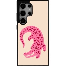 Coque Samsung Galaxy S24 Ultra - Silicone rigide noir Pink crocodile 2026