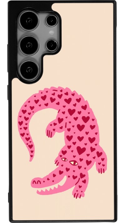 Coque Samsung Galaxy S24 Ultra - Silicone rigide noir Pink crocodile 2026