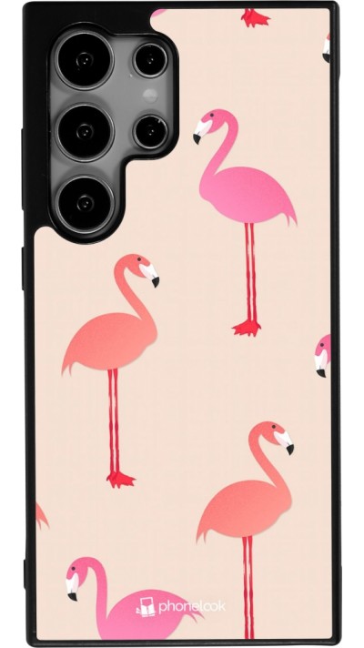 Coque Samsung Galaxy S24 Ultra - Silicone rigide noir Pink Flamingos Pattern