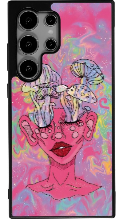 Samsung Galaxy S24 Ultra Case Hülle - Silikon schwarz Psychedelic pink mushroom