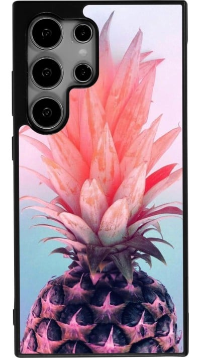 Coque Samsung Galaxy S24 Ultra - Silicone rigide noir Purple Pink Pineapple