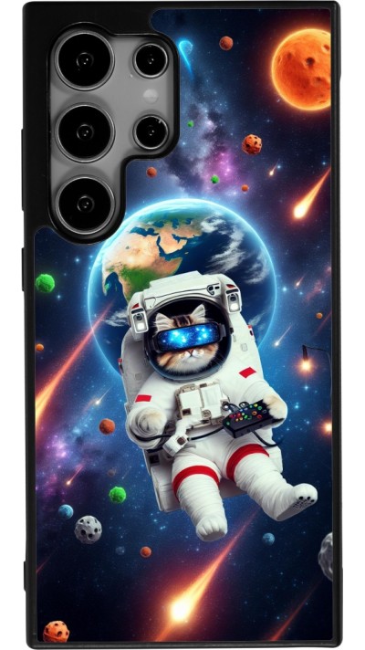 Samsung Galaxy S24 Ultra Case Hülle - Silikon schwarz VR SpaceCat Odyssee