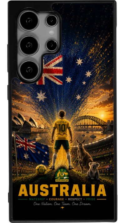 Coque Samsung Galaxy S24 Ultra - Silicone rigide noir Football Australie splash 2026