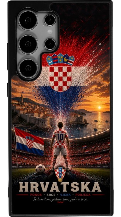 Coque Samsung Galaxy S24 Ultra - Silicone rigide noir Football Croatie splash 2026