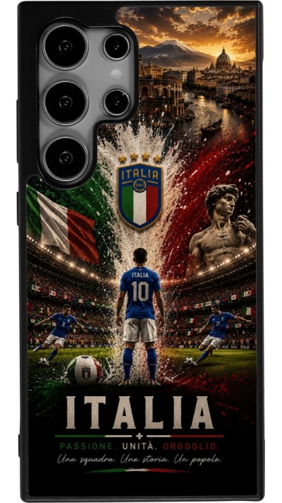 Coque Samsung Galaxy S24 Ultra - Silicone rigide noir Football Italie splash 2026