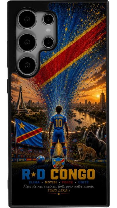 Coque Samsung Galaxy S24 Ultra - Silicone rigide noir Football République démocratique du Congo splash 2026