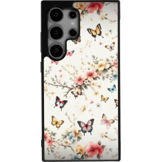 Coque Samsung Galaxy S24 Ultra - Silicone rigide noir Spring 25 Papillons Légers