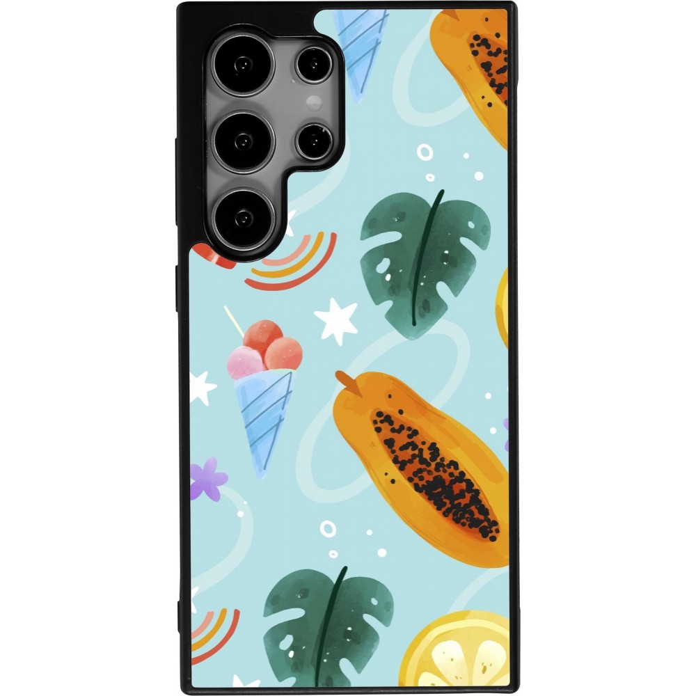 Coque Samsung Galaxy S24 Ultra - Silicone rigide noir Summer 2025 Pattern papaya