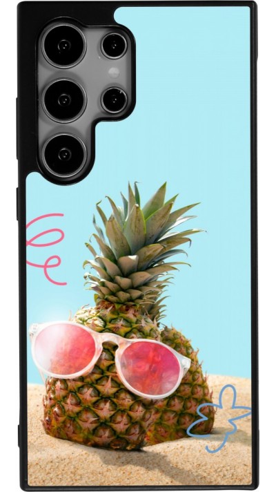 Coque Samsung Galaxy S24 Ultra - Silicone rigide noir Pineapple with glasses Summer 2026