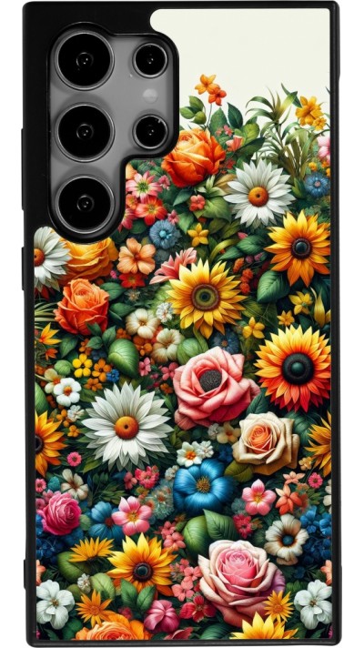 Samsung Galaxy S24 Ultra Case Hülle - Silikon schwarz Sommer Blumenmuster