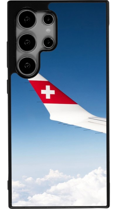 Coque Samsung Galaxy S24 Ultra - Silicone rigide noir Fête Nationale Suisse Sky Swiss Flag