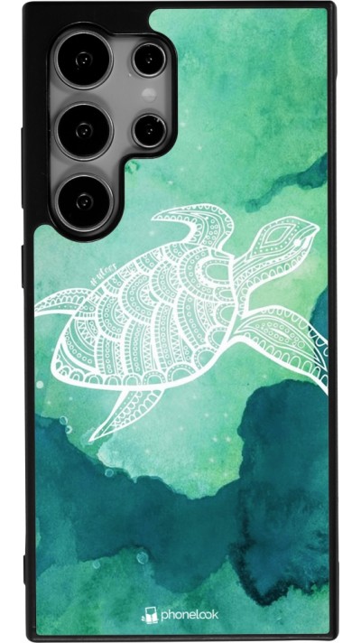 Coque Samsung Galaxy S24 Ultra - Silicone rigide noir Turtle Aztec Watercolor