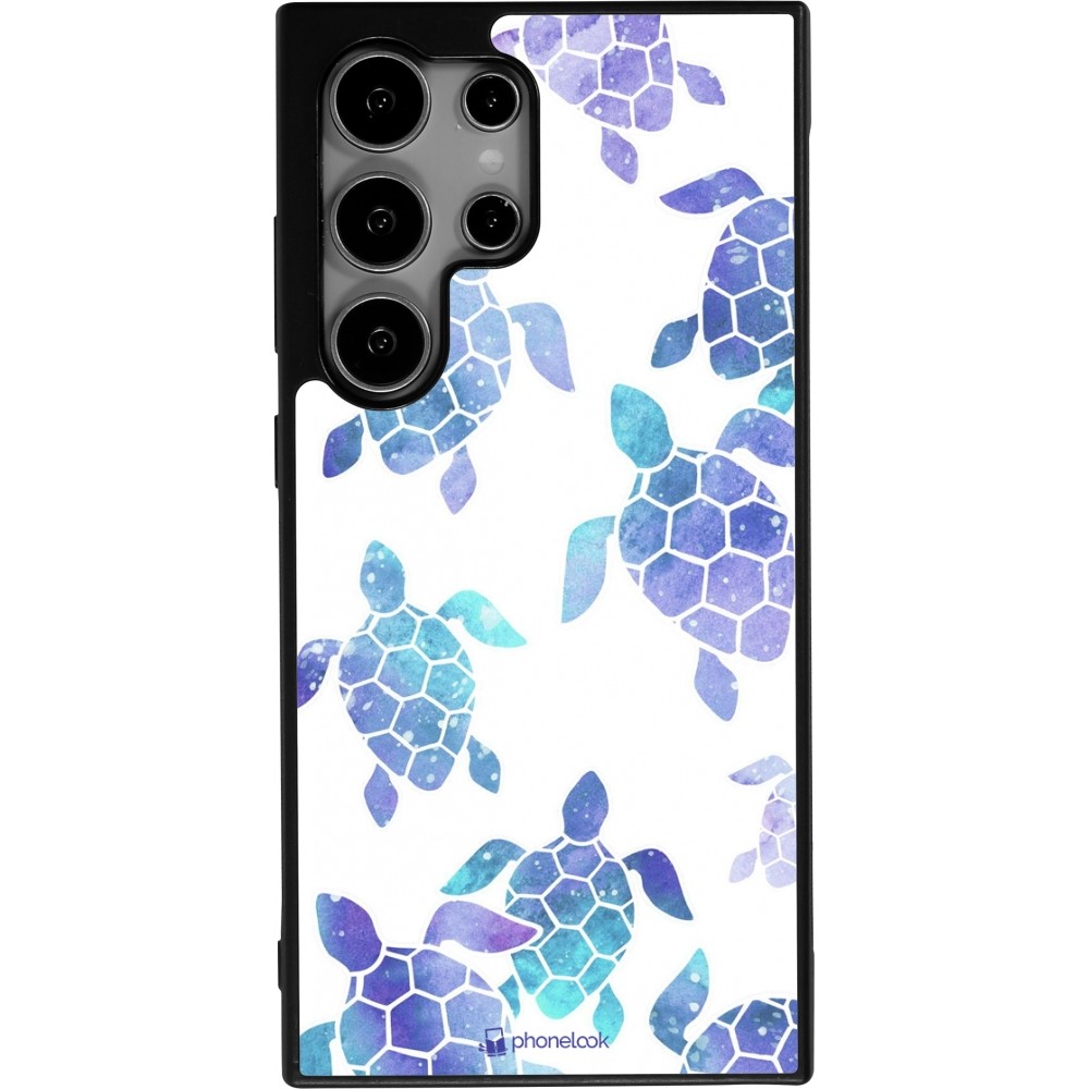 Samsung Galaxy S24 Ultra Case Hülle - Silikon schwarz Turtles pattern watercolor