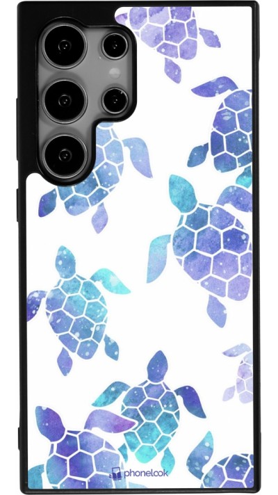 Samsung Galaxy S24 Ultra Case Hülle - Silikon schwarz Turtles pattern watercolor
