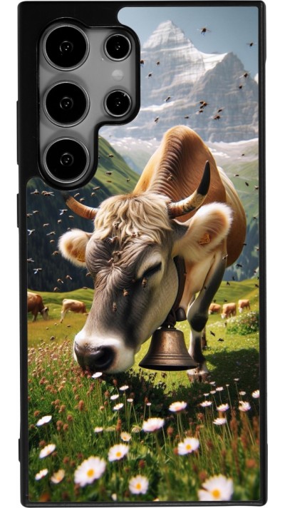 Coque Samsung Galaxy S24 Ultra - Silicone rigide noir Vache montagne Valais