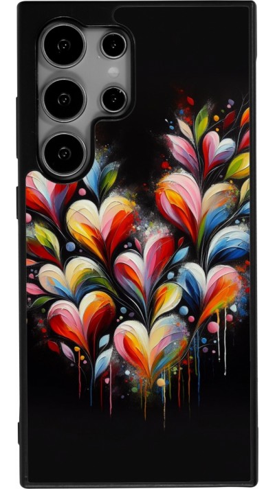 Coque Samsung Galaxy S24 Ultra - Silicone rigide noir Valentine 2024 Coeur Noir Abstrait