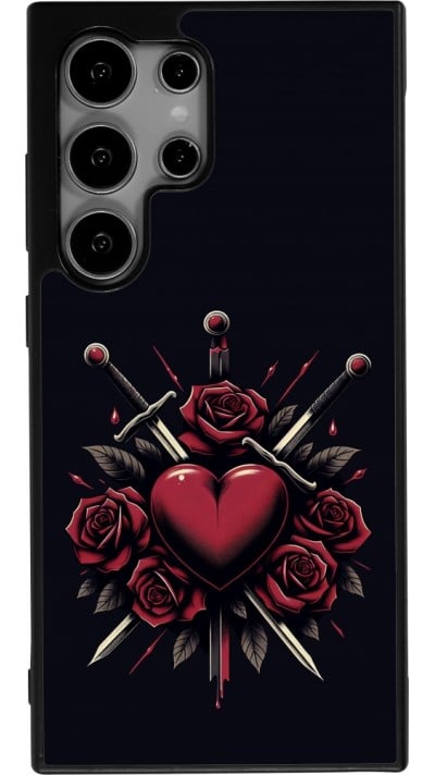 Coque Samsung Galaxy S24 Ultra - Silicone rigide noir Valentine 2024 gothic love