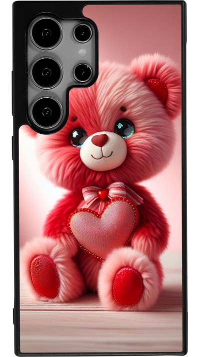 Samsung Galaxy S24 Ultra Case Hülle - Silikon schwarz Valentin 2024 Rosaroter Teddybär