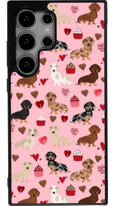 Coque Samsung Galaxy S24 Ultra - Silicone rigide noir Valentine 2024 puppy love