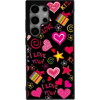 Coque Samsung Galaxy S24 Ultra - Silicone rigide noir Valentine 2023 love symbols
