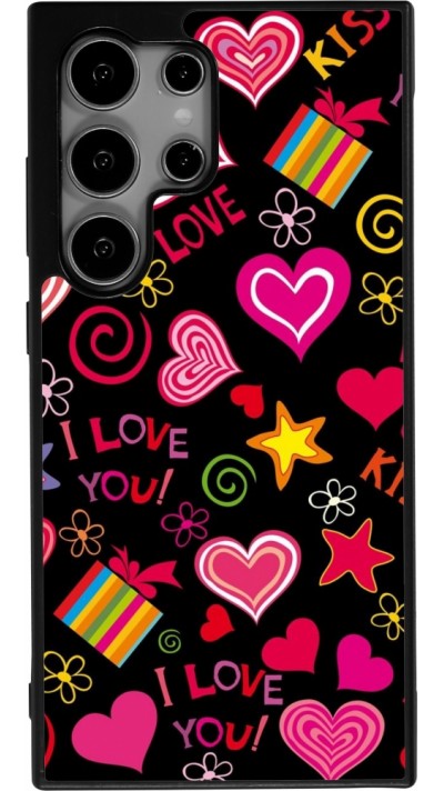 Coque Samsung Galaxy S24 Ultra - Silicone rigide noir Valentine 2023 love symbols