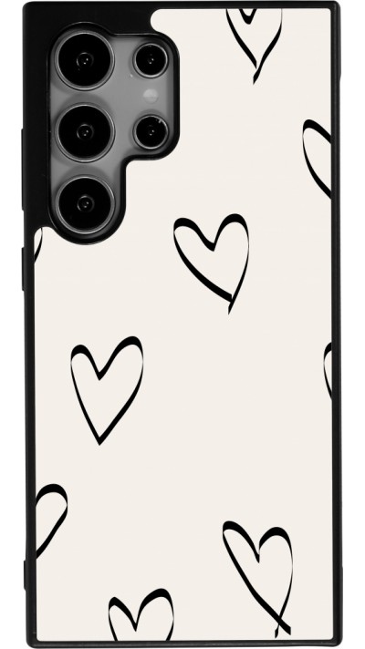 Samsung Galaxy S24 Ultra Case Hülle - Silikon schwarz Valentine 2023 minimalist hearts
