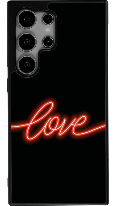 Coque Samsung Galaxy S24 Ultra - Silicone rigide noir Valentine 2023 neon love