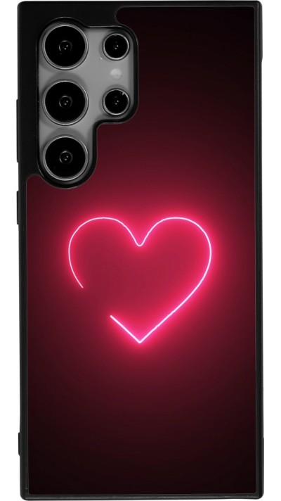 Samsung Galaxy S24 Ultra Case Hülle - Silikon schwarz Valentine 2023 single neon heart