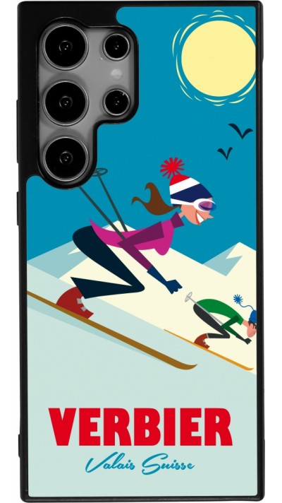 Samsung Galaxy S24 Ultra Case Hülle - Silikon schwarz Verbier Ski Downhill