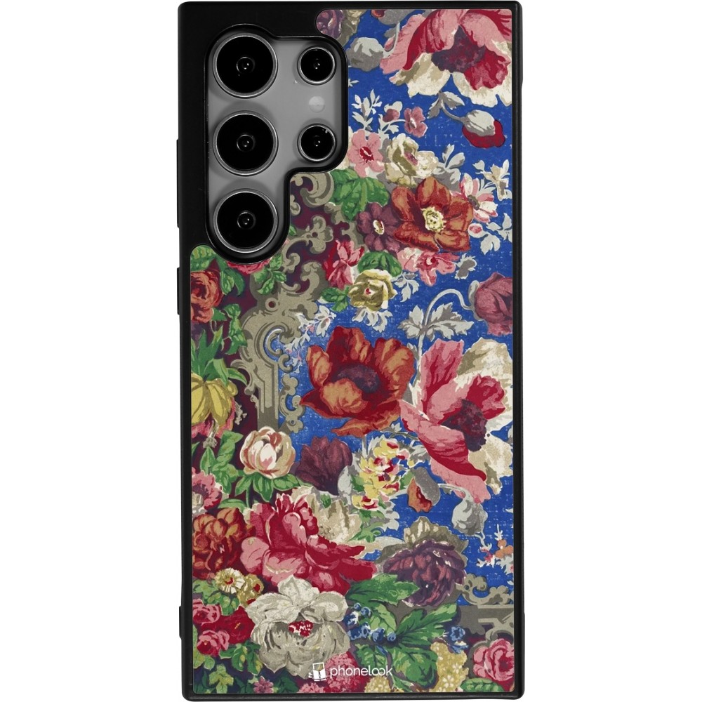 Coque Samsung Galaxy S24 Ultra - Silicone rigide noir Vintage Art Flowers