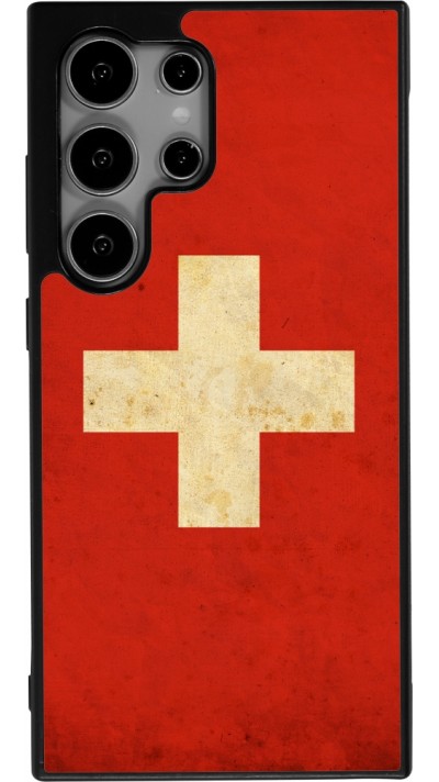 Samsung Galaxy S24 Ultra Case Hülle - Silikon schwarz Vintage Flag SWISS