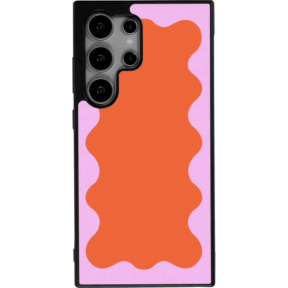 Samsung Galaxy S24 Ultra Case Hülle - Silikon schwarz Wavy Rectangle Orange Pink