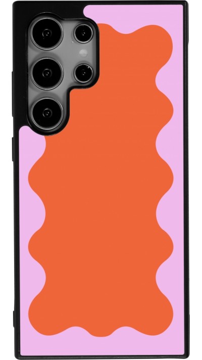 Coque Samsung Galaxy S24 Ultra - Silicone rigide noir Wavy Rectangle Orange Pink