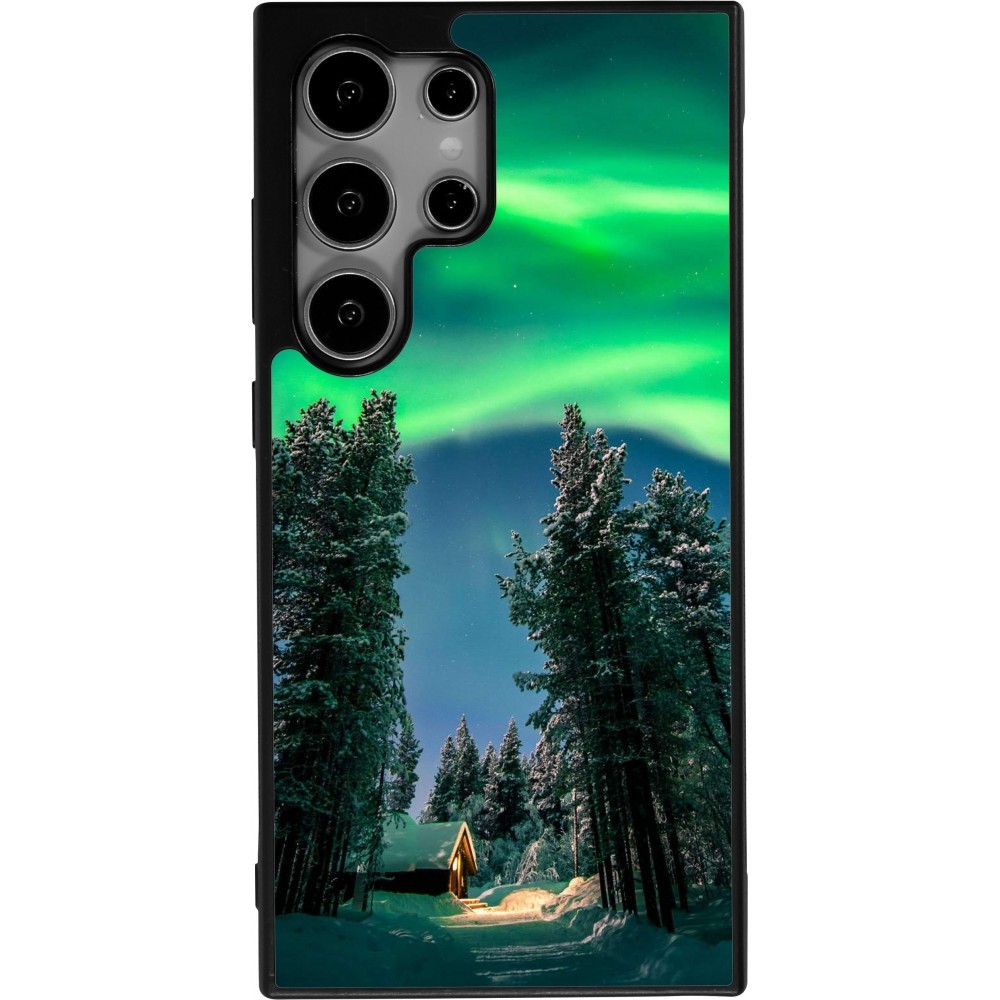 Coque Samsung Galaxy S24 Ultra - Silicone rigide noir Winter 22 Northern Lights