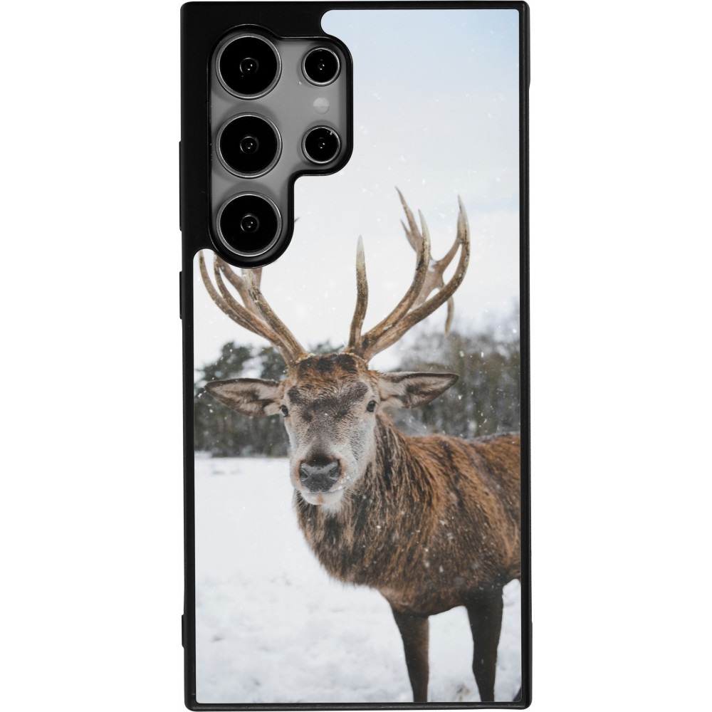 Coque Samsung Galaxy S24 Ultra - Silicone rigide noir Winter 25 Winter reindeer