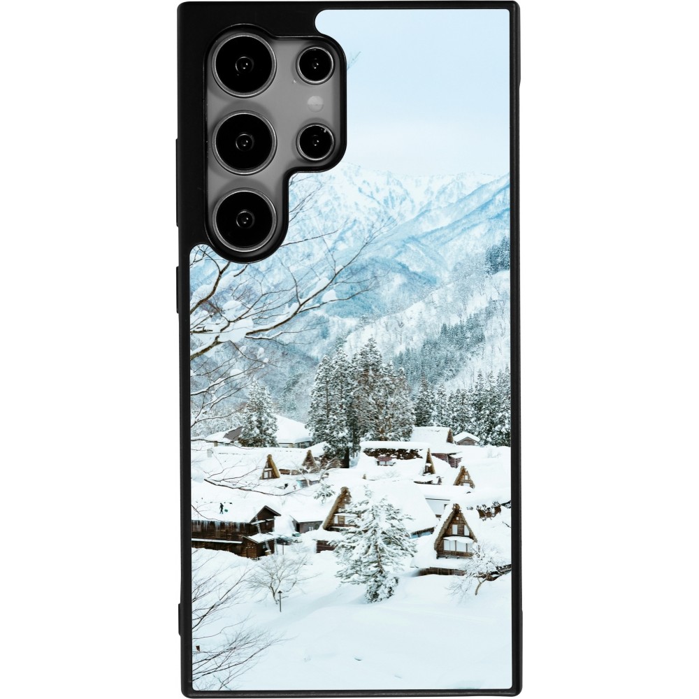 Coque Samsung Galaxy S24 Ultra - Silicone rigide noir Winter 25 Winter snowy landscape