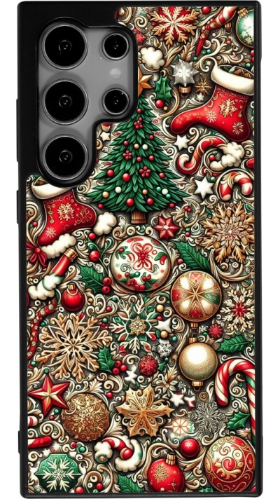 Coque Samsung Galaxy S24 Ultra - Silicone rigide noir Noël 2023 micro pattern