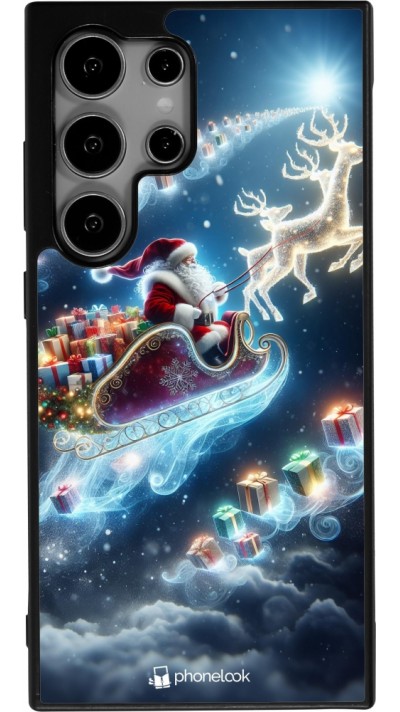 Coque Samsung Galaxy S24 Ultra - Silicone rigide noir Noël 2023 Père Noël enchanté