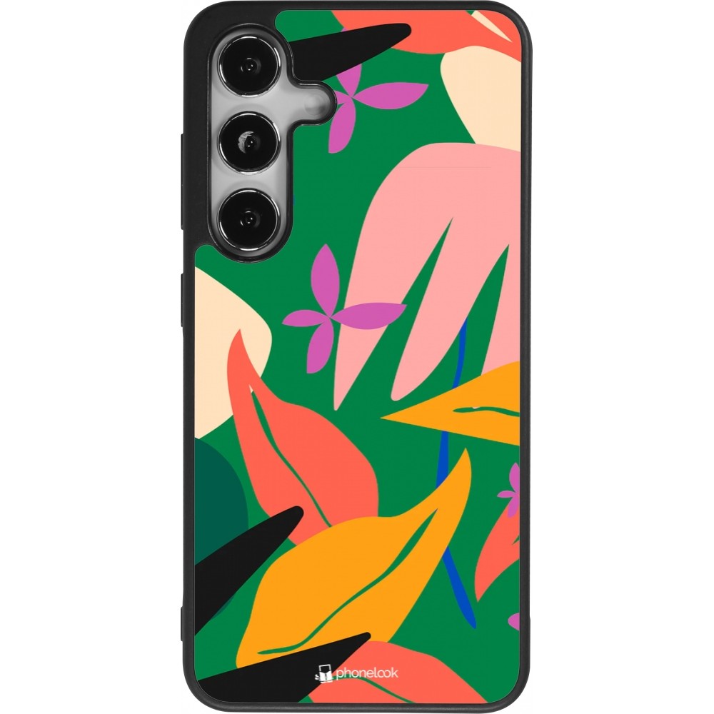 Samsung Galaxy S25 Case Hülle - Silikon schwarz Abstract Jungle