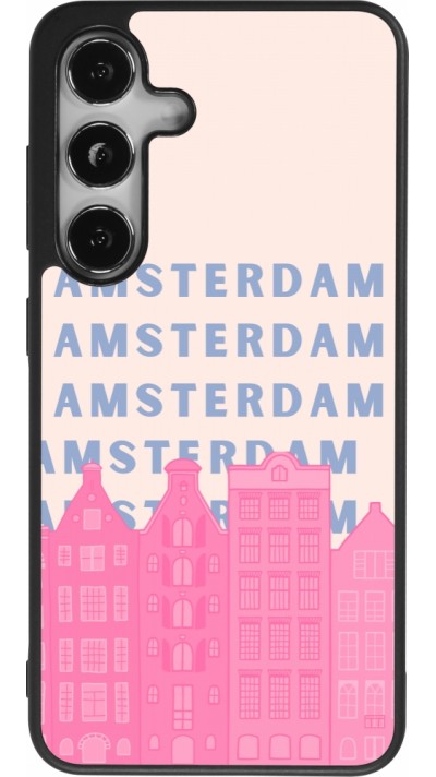 Samsung Galaxy S25 Case Hülle - Silikon schwarz Amsterdam Pink Print