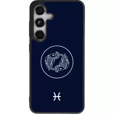 Coque Samsung Galaxy S25 - Silicone rigide noir Astrologie Poissons