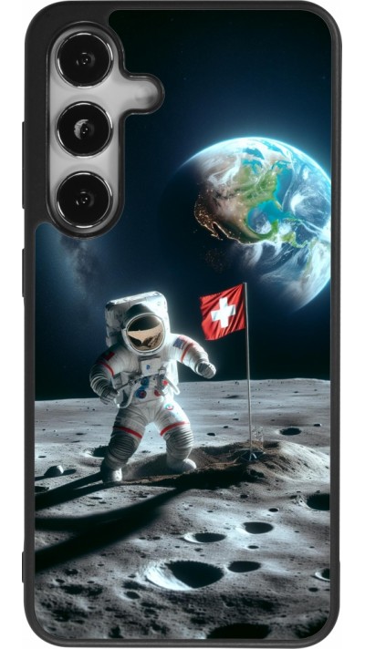 Samsung Galaxy S25 Case Hülle - Silikon schwarz Astro Schweiz auf dem Mond