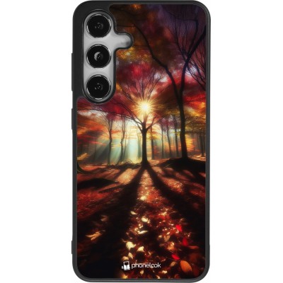 Coque Samsung Galaxy S25 - Silicone rigide noir Automne doré glare