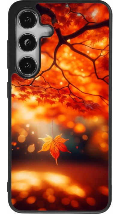 Samsung Galaxy S25 Case Hülle - Silikon schwarz Herbst Magisch Orange