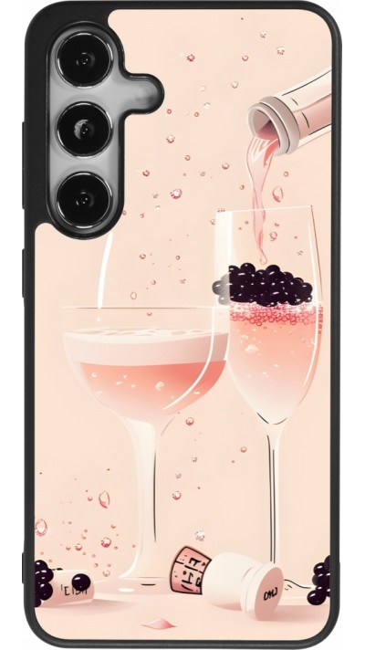Samsung Galaxy S25 Case Hülle - Silikon schwarz Champagne Pouring Pink