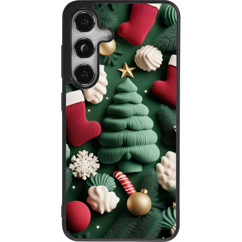 Coque Samsung Galaxy S25 - Silicone rigide noir Christmas 25 Christmas textiles